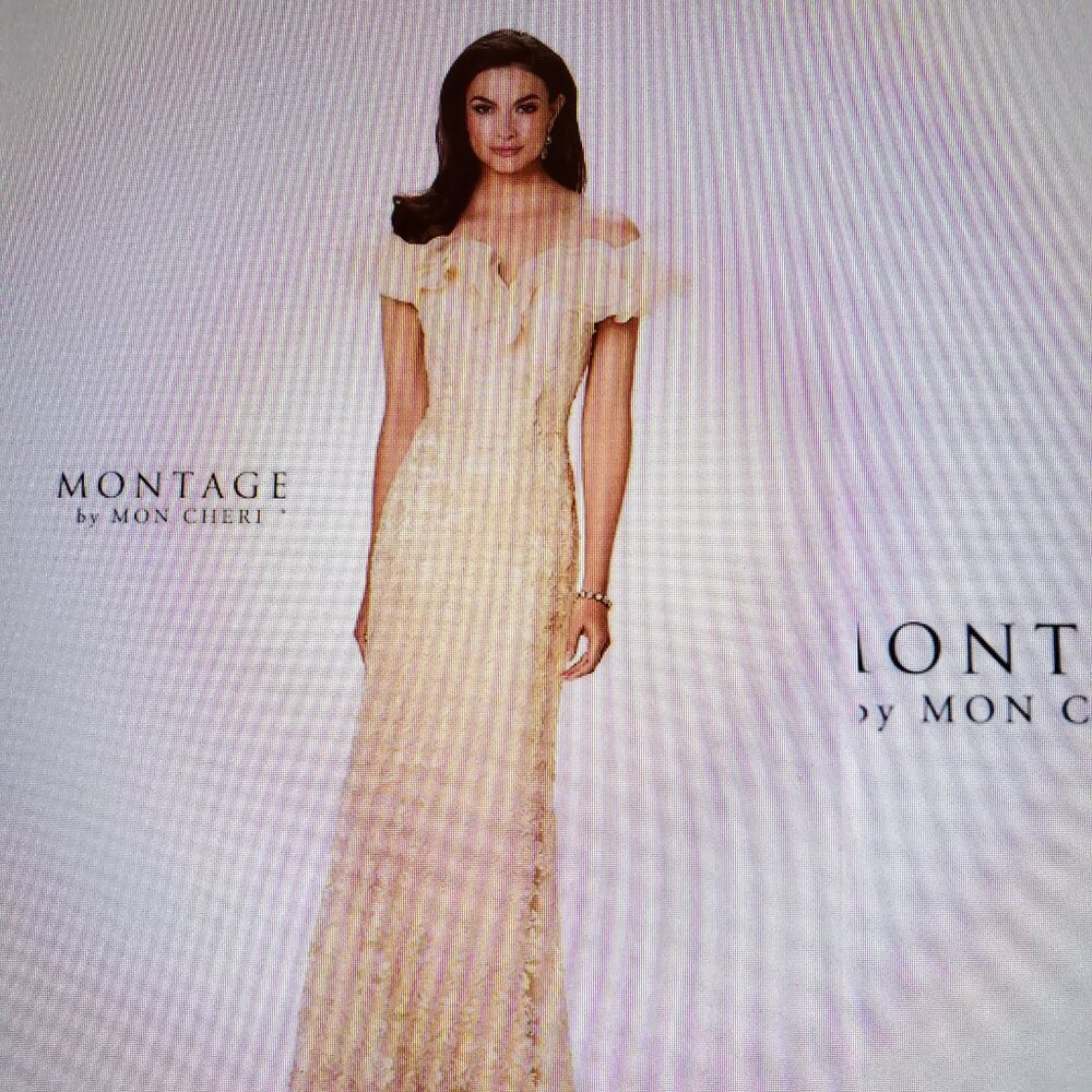 Montage by Mon Cheri formal gown, champagne, size 6